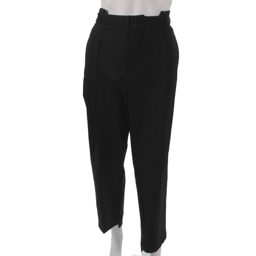 High Womens Ankle Pants Black Nylon Button Closure Minimalist Size 10